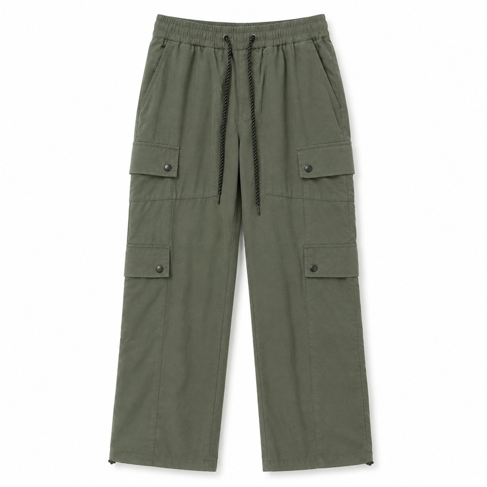 PACSUN Relaxed Cargo Pants Mens XS Olive Green 01-43675 Nylon Utility Streetwear